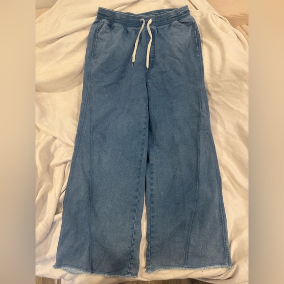 Aerie Blue Striped Knit Pants - Picture 4 of 5